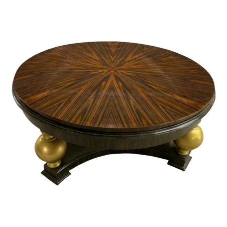 Mulyoharjo Round Zebra Wood Coffee Table With Gold Accents Furniture Supplier Indonesia