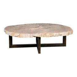 Mulyoharjo Large Oval Petrified Wood Slab Coffee Table Furniture Supplier Indonesia