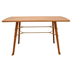 Mulyoharjo Cherry Wood and Brass Coffee Table, 1950s Furniture Supplier Indonesia