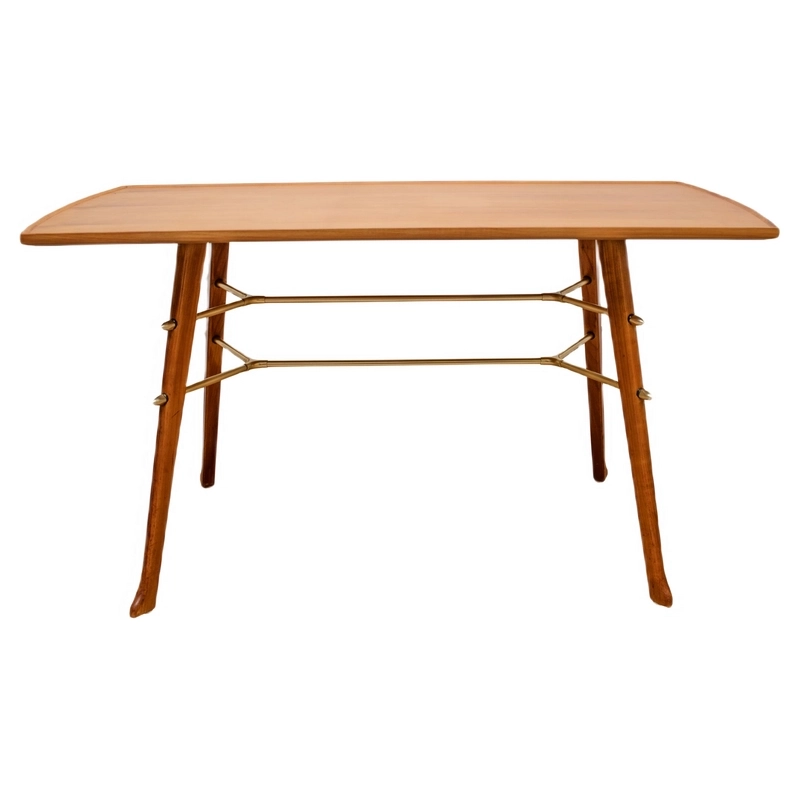 Mulyoharjo Cherry Wood and Brass Coffee Table, 1950s Furniture Supplier Indonesia Mulyoharjo Cherry Wood and Brass Coffee Table, 1950s Furniture Supplier Indonesia