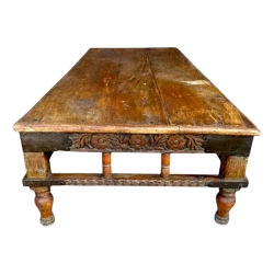 Mulyoharjo Mid-Century Spanish Carved Wood and Iron Cocktail Table Furniture Supplier Indonesia