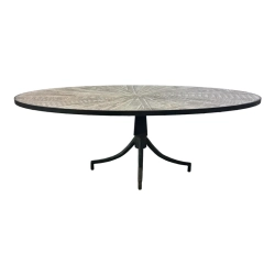 Mulyoharjo Industrial Modern Metal and Wood Oval Cocktail Table Furniture Supplier Indonesia