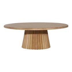 Mulyoharjo Natural Wood Fluted Round Coffee Table Furniture Supplier Indonesia