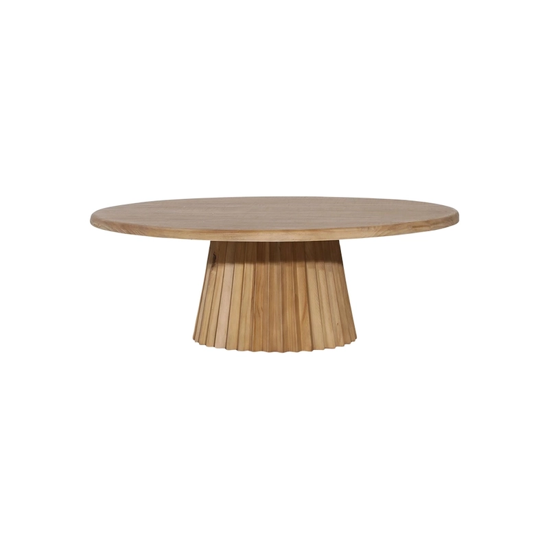 Mulyoharjo Natural Wood Fluted Round Coffee Table Furniture Supplier Indonesia