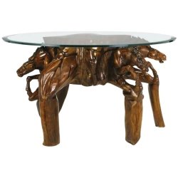 Mulyoharjo Incredible Equine Carved Wood Coffee Table Furniture Supplier Indonesia