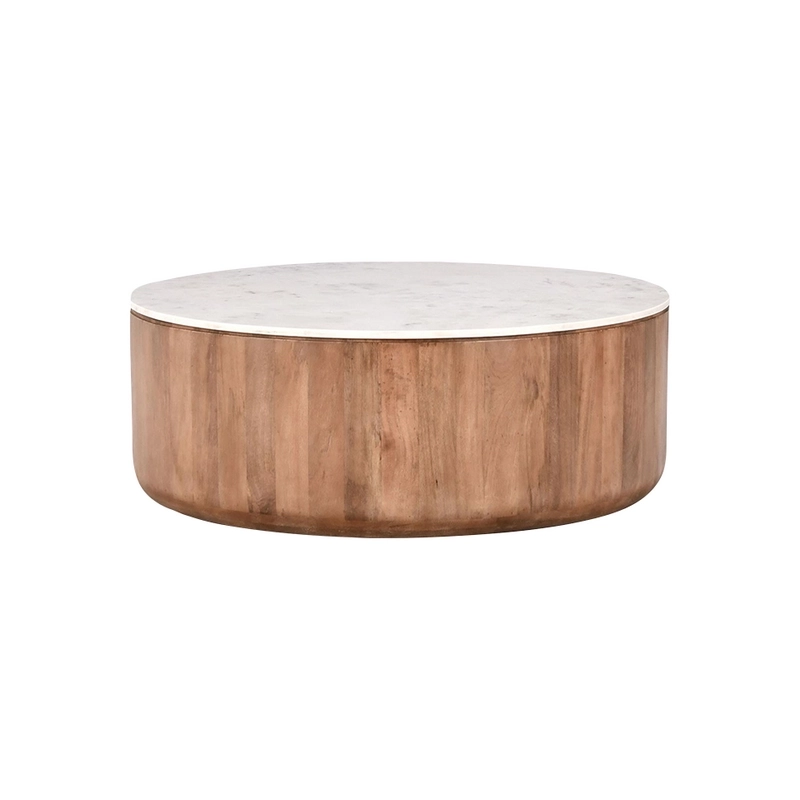 Mulyoharjo Sienna Round Wood & Marble Coffee Table Furniture Supplier Indonesia