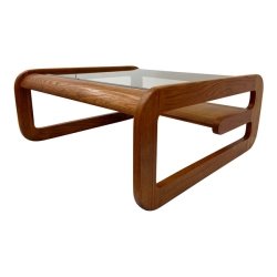 Mulyoharjo Vintage Lou Hodges Wood and Smoked Glass Large Coffee Cocktail Table Furniture Supplier Indonesia