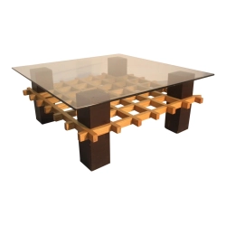 Mulyoharjo Minimalist Italian Wood and Glass Coffee Table, 1970s Furniture Supplier Indonesia