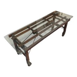 Mulyoharjo 1970s Vintage Reclaimed Wood Coffee Table with Glass Top Furniture Supplier Indonesia