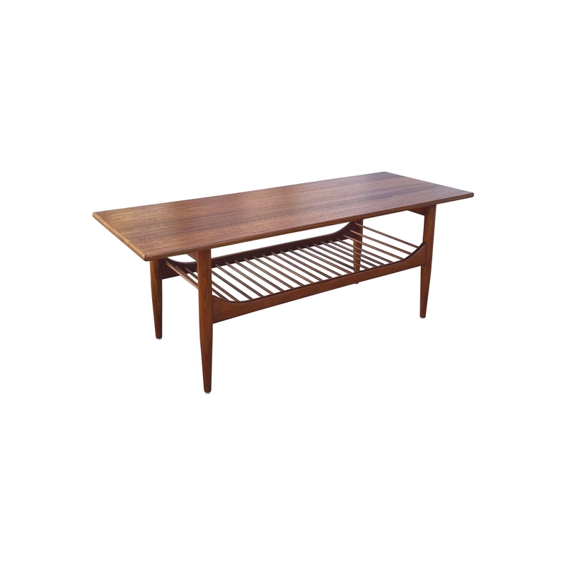 Mulyoharjo Mid 20th Century Wood Coffee Table with Slatted Shelf Furniture Supplier Indonesia