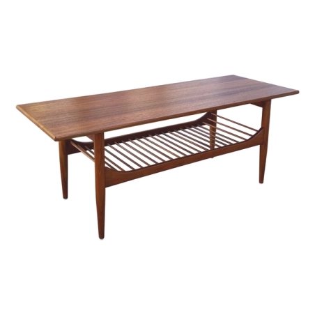 Mulyoharjo Mid 20th Century Wood Coffee Table with Slatted Shelf Furniture Supplier Indonesia