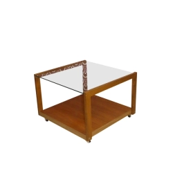 Mulyoharjo Small Coffee Table Glass Wood on Rolls, 1960s Furniture Supplier Indonesia