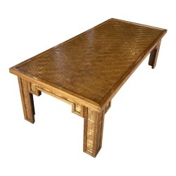 Mulyoharjo Vintage Woven Cane Bamboo Wicker & Wood Coffee Cocktail Table Furniture Supplier Indonesia