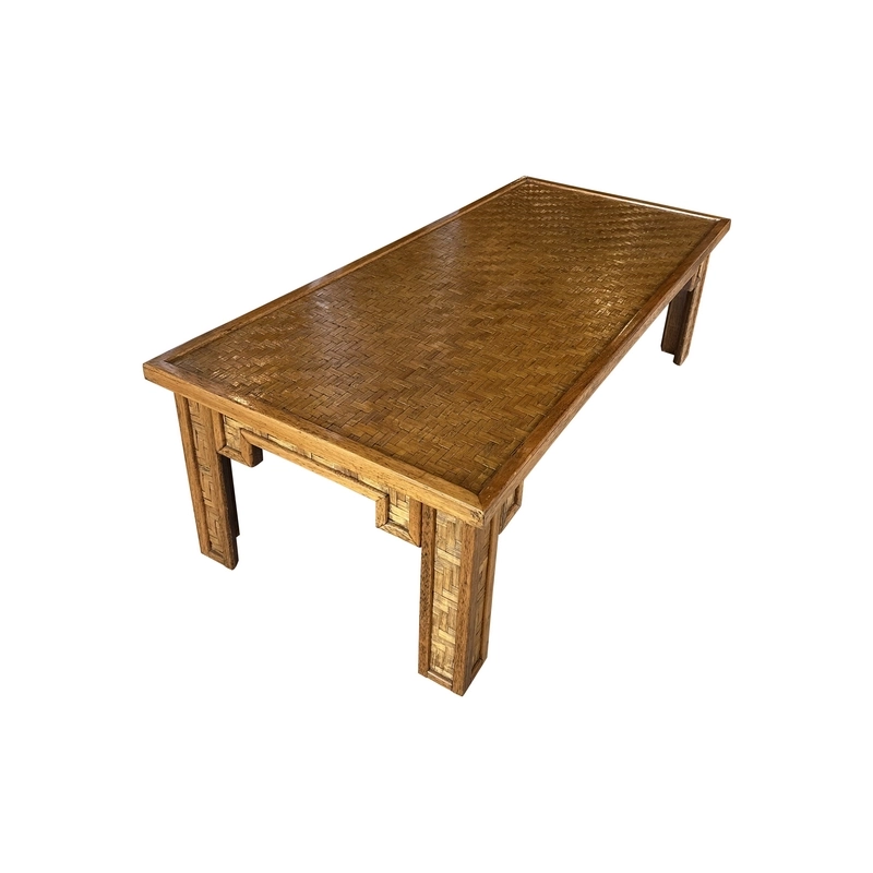 Mulyoharjo Vintage Woven Cane Bamboo Wicker & Wood Coffee Cocktail Table Furniture Supplier Indonesia