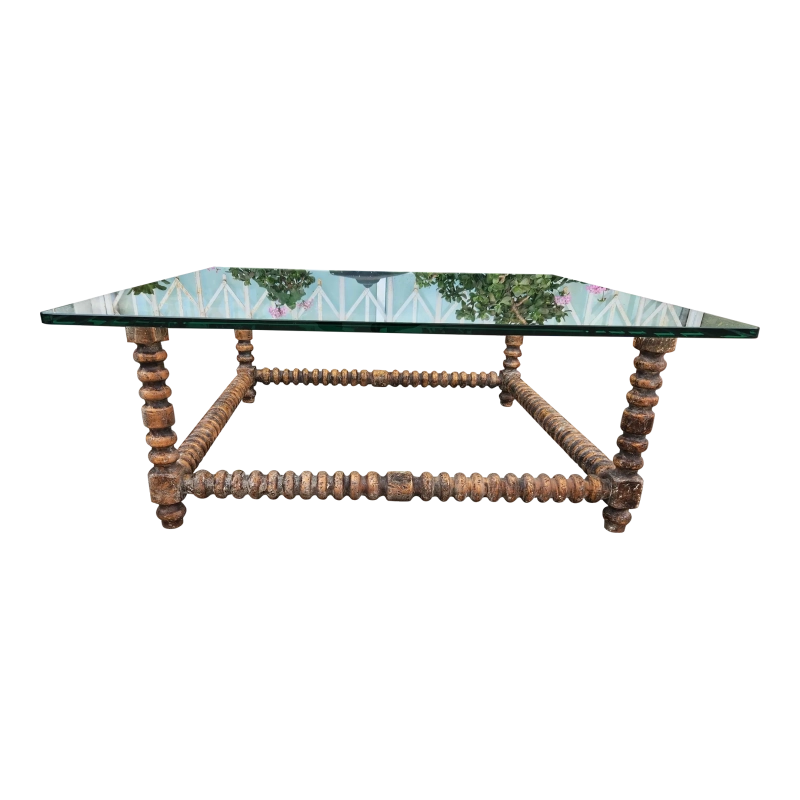 Mulyoharjo 1980's Wood Coffee Table With Glass Top Furniture Supplier Indonesia