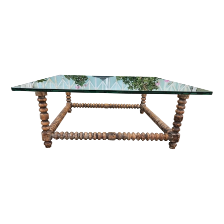 Mulyoharjo 1980's Wood Coffee Table With Glass Top Furniture Supplier Indonesia