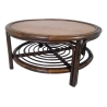 Mulyoharjo Vintage Bamboo & Wood Round Coffee Table, 1970s Furniture Supplier Indonesia