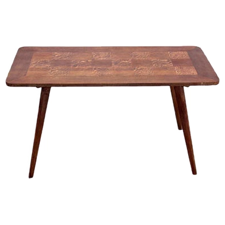 Mulyoharjo Oak Wood Coffee Table with Veneer Inlay, 1960s Furniture Supplier Indonesia