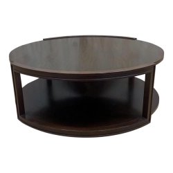 Mulyoharjo 1980s Vintage Two Tier Round Wood Coffee Table on Casters Furniture Supplier Indonesia