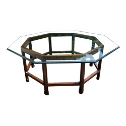 Mulyoharjo Vintage Baker Style Octagonal Glass Wood Coffee Table Furniture Supplier Indonesia