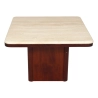 Mulyoharjo Mid-Century Coffee Table in Travertine and Wood, 1970s Furniture Supplier Indonesia