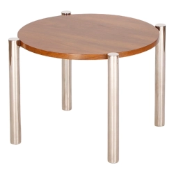 Mulyoharjo Vintage Chrome Plating, Wood, and Walnut Coffee Table Furniture Supplier Indonesia