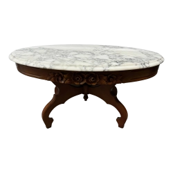 Mulyoharjo Vintage Oval Victorian Mahogany Wood Marble Coffee Table Furniture Supplier Indonesia