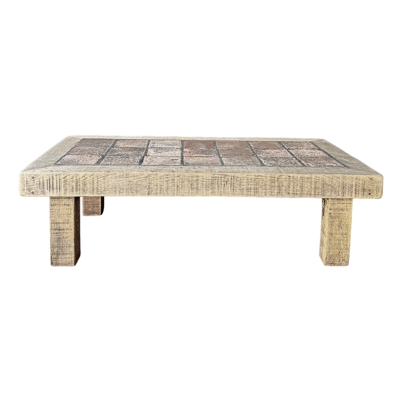 Mulyoharjo Vintage Brutalist Wood and Ceramic Coffee Table, 1970s Furniture Supplier Indonesia Mulyoharjo Vintage Brutalist Wood and Ceramic Coffee Table, 1970s Furniture Supplier Indonesia