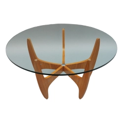 Mulyoharjo Modern Scandinavian Glass & Wood Coffee Table, 1960s Furniture Supplier Indonesia