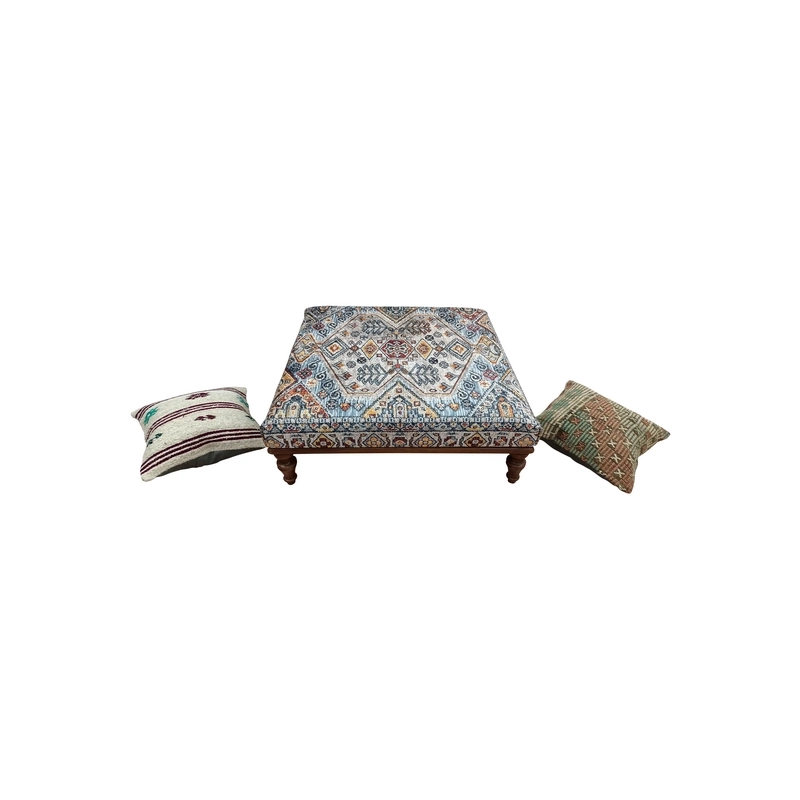 Mulyoharjo Handmade Wood Ottoman Coffee Table Upholstered in Rug Print Fabric Furniture Supplier Indonesia Mulyoharjo Handmade Wood Ottoman Coffee Table Upholstered in Rug Print Fabric Furniture Supplier Indonesia