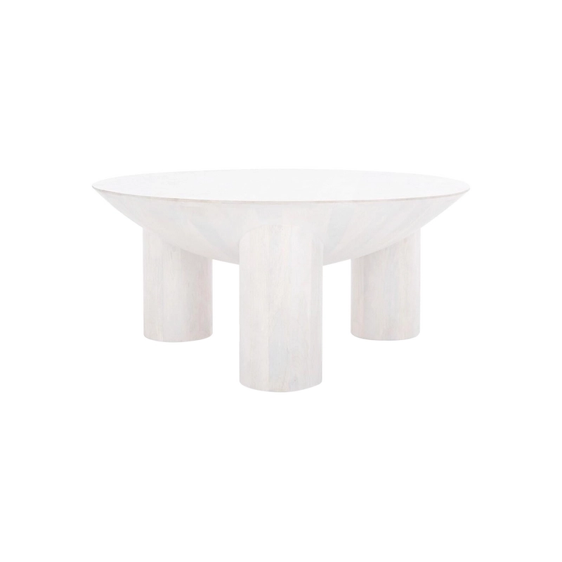 Mulyoharjo Calhoun Round Wood Coffee Table - White Wash Furniture Supplier Indonesia