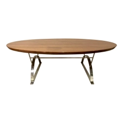 Mulyoharjo Hickory White Modern Wood and Metal Oval Cocktail Table Furniture Supplier Indonesia