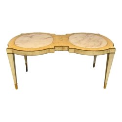 Mulyoharjo 1950s Whimsical Marble Insert / Wood Coffee Table Furniture Supplier Indonesia