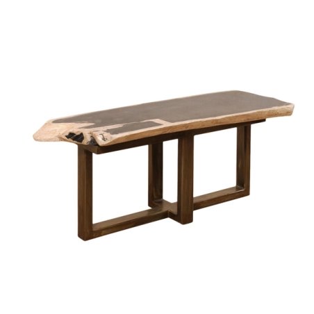 Mulyoharjo Organic Modern Petrified Wood Coffee Table or Bench Furniture Supplier Indonesia