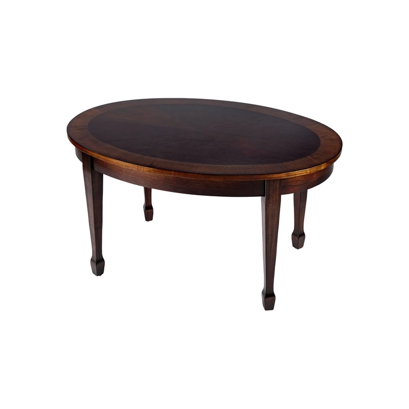 Mulyoharjo Clayton Oval Wood Coffee Table, Cherry Brown Furniture Supplier Indonesia