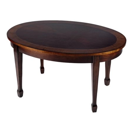 Mulyoharjo Clayton Oval Wood Coffee Table, Cherry Brown Furniture Supplier Indonesia