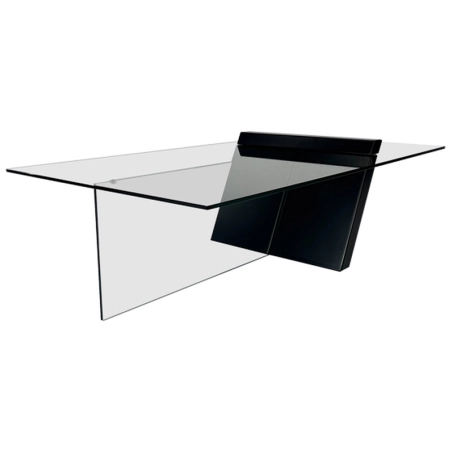 Mulyoharjo Postmodern Black Lacquered Wood and Glass Coffee Table, 1980s Furniture Supplier Indonesia