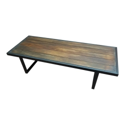 Mulyoharjo Black Steel & Teak Wood Slates Coffee Table Furniture Supplier Indonesia