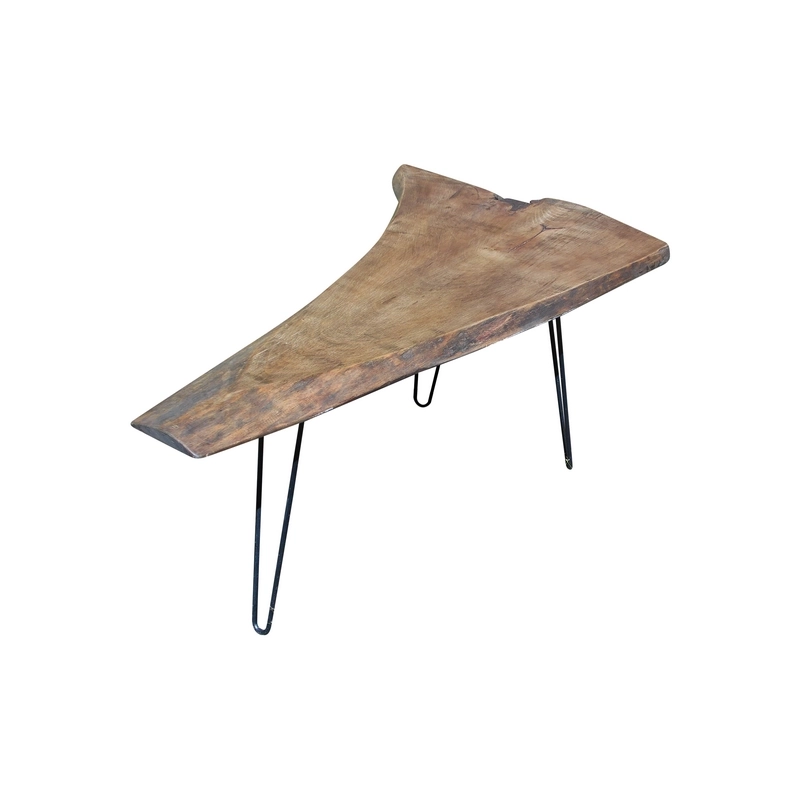 Mulyoharjo Vintage Organic Wood Tree Slab Iron Hairpin Leg Cocktail Coffee Table Furniture Supplier Indonesia