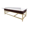 Mulyoharjo Vintage Modern Glass and Carved Wood Coffee Table Furniture Supplier Indonesia