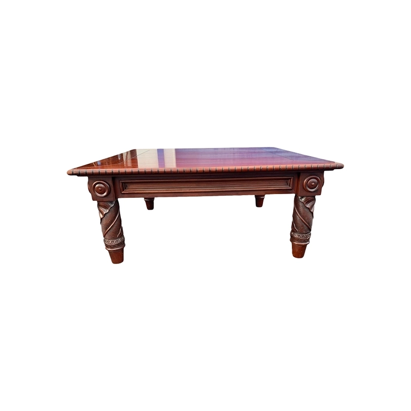 Ralph Lauren American Mahogany Carved Wood Coffee Table Square Mulyoharjo Furniture Supplier Indonesia