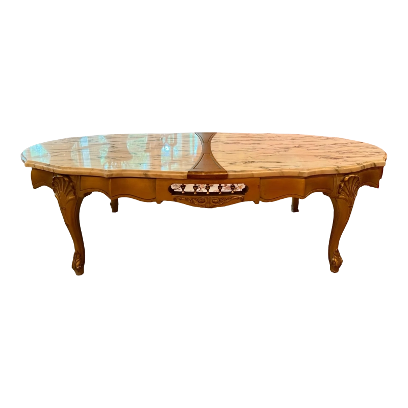 Vintage French Provincial Gilt Wood Marble Top Coffee / Cocktail Table Furniture Supplier