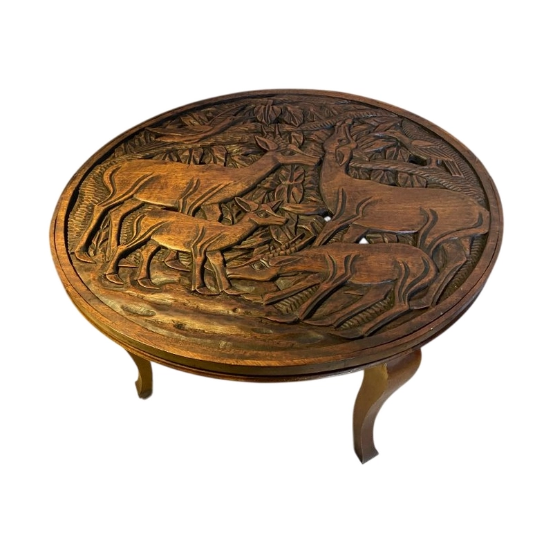 Popular Art Circular Coffee Table in Carved Wood, 1930s-1940s Furniture Supplier Popular Art Circular Coffee Table in Carved Wood, 1930s-1940s Furniture Supplier