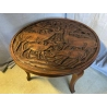 Popular Art Circular Coffee Table in Carved Wood, 1930s-1940s