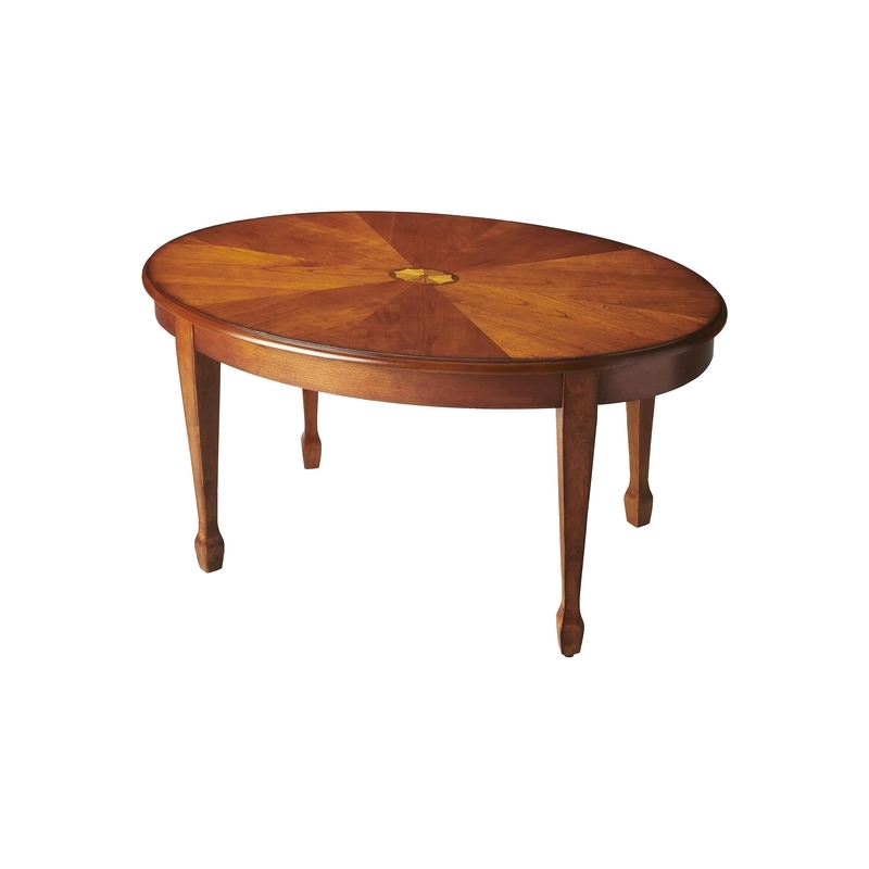 Clayton Oval Wood Coffee Table, Medium Brown Furniture Supplier