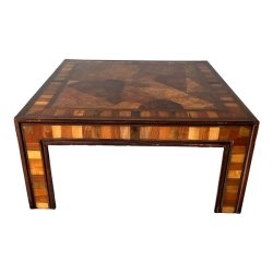 Mid- Century Burl Wood Parchment Top Square Coffee Table Furniture Supplier