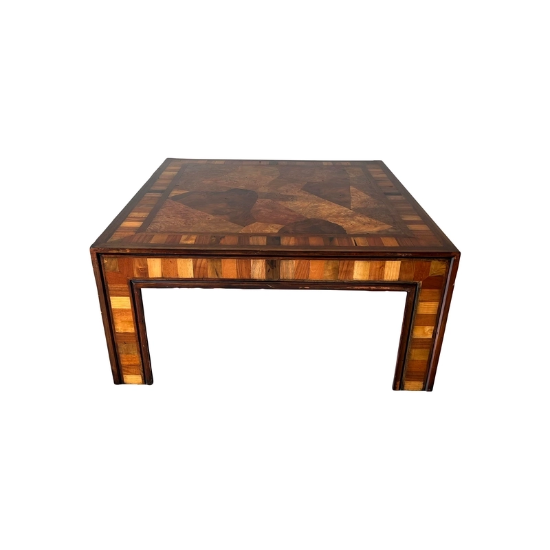 Mid- Century Burl Wood Parchment Top Square Coffee Table Furniture Supplier