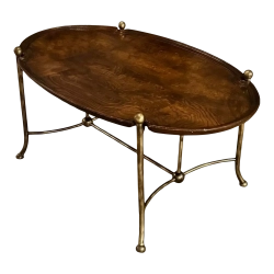 Mid Century Brass & Burl Wood Coffee Table Furniture Supplier