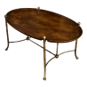 Mid Century Brass & Burl Wood Coffee Table Furniture Supplier