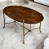 Mulyoharjo Mid Century Brass & Burl Wood Coffee Table Furniture Supplier